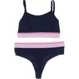 Ellesse Open Back Bralette & String Stl. L Navy