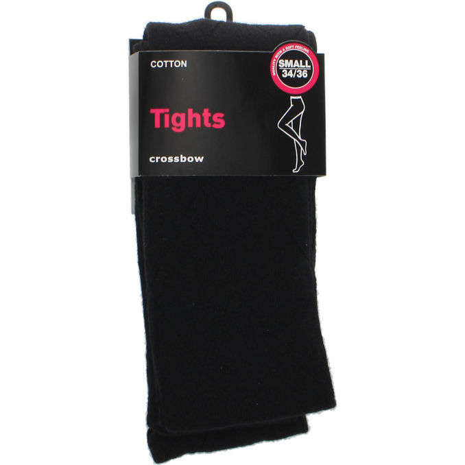 CROSSBOW Tights Bomull Stl. 34-36 Argyle Svart