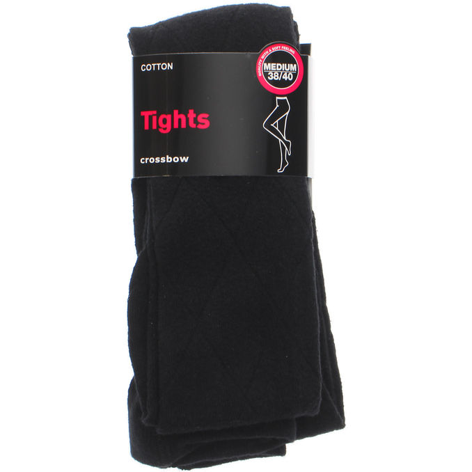 CROSSBOW Tights Bomull Stl. 38-40 Argyle Svart