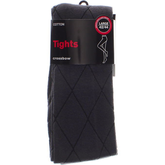 CROSSBOW Tights Bomull Stl. 42-44 Argyle Grå