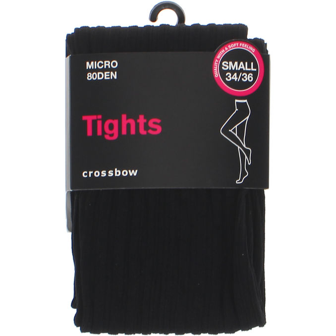 CROSSBOW Tights Ribbed Stl. 34-36 Svart | 1 pcs