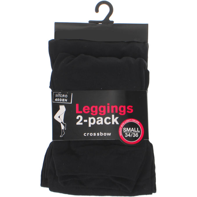 CROSSBOW Leggings 40 Den Stl. 34-36 Svart 2-pack