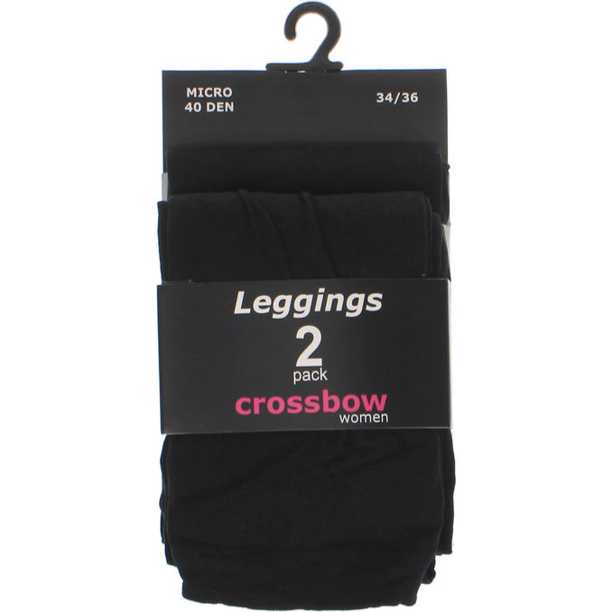 CROSSBOW Leggings 40 Den Str. 34-36 Sort 2-pak | 2 pcs - Dametøj
