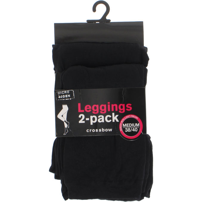 CROSSBOW Leggings 40 Den Stl. 38-40 Svart 2-pack