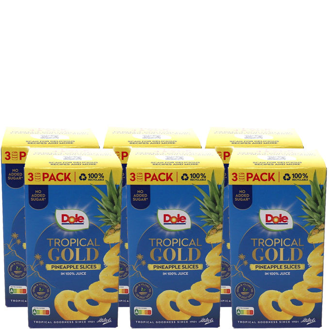 Dole Ananasstücke im Saft, 3x6er Pack