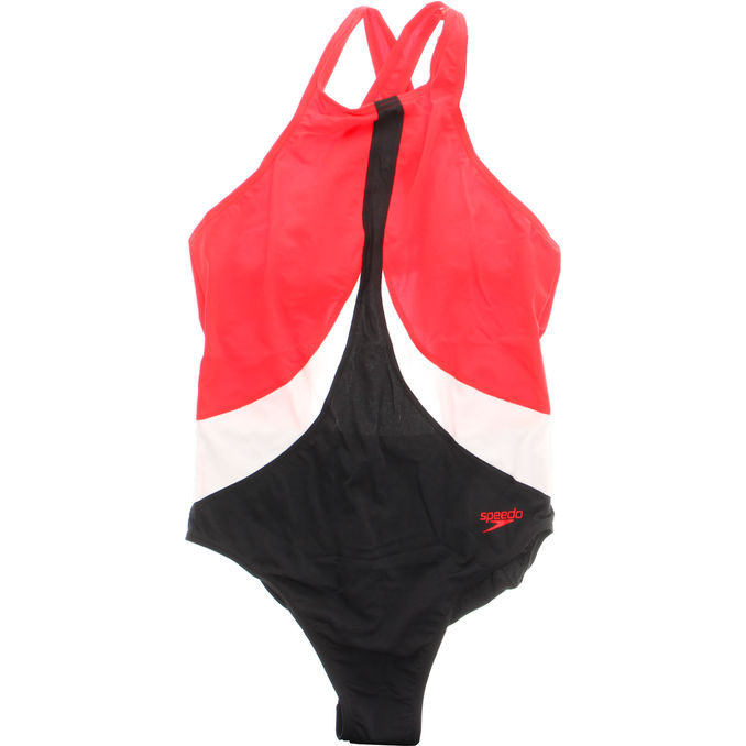 Speedo Baddräkt Stl. 42 Röd/Vit/Svart Highneck Crossback