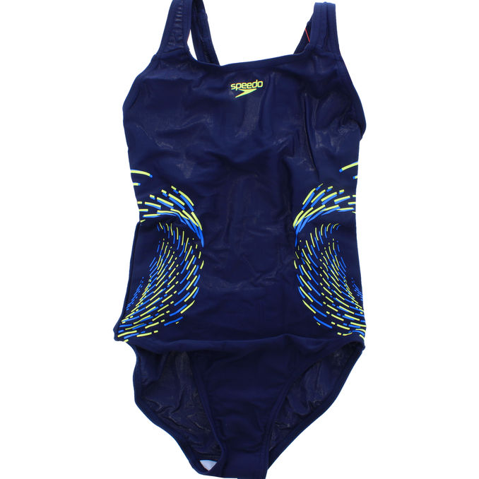 Speedo Badedragt Muscleback Str. 9-10år Blå/gul Mønster
