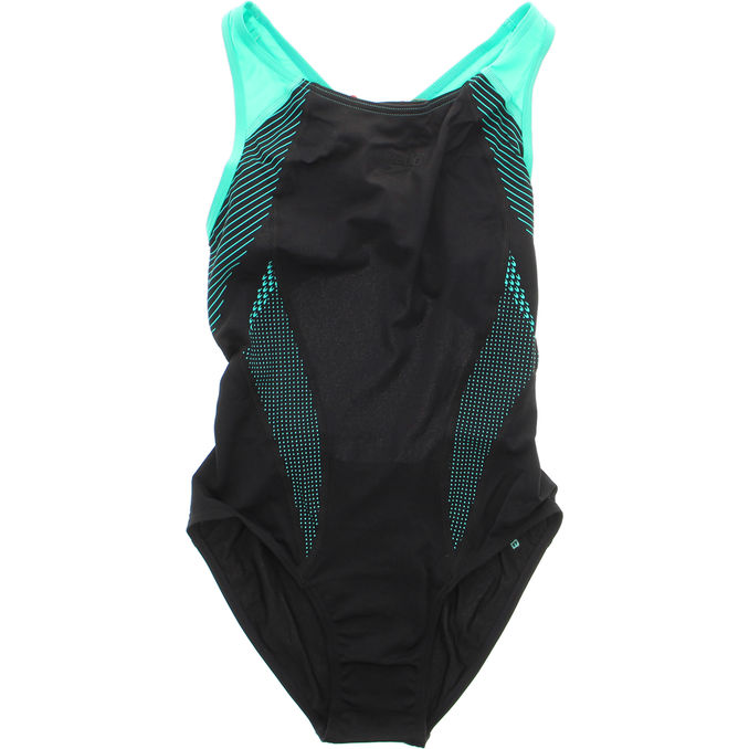 Speedo Badedragt Placement Laneback Sort/Neon Str 36
