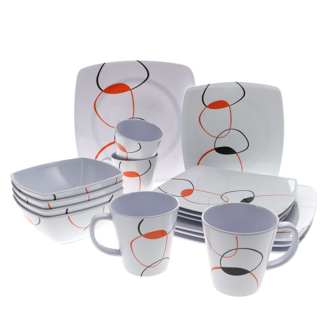 Gimex Tisch-Set Quadrato Orange, 16-teilig