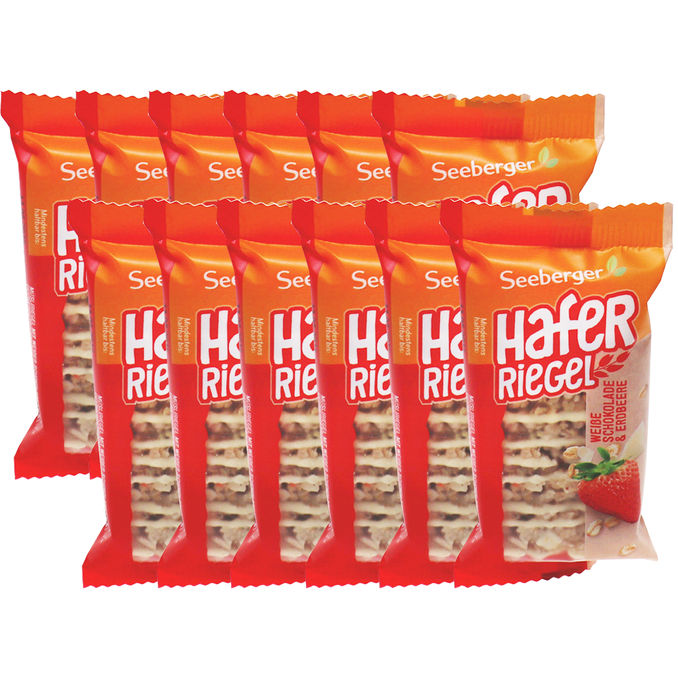 Seeberger Haferriegel Weiße Schokolade & Erdbeere, 12er Pack