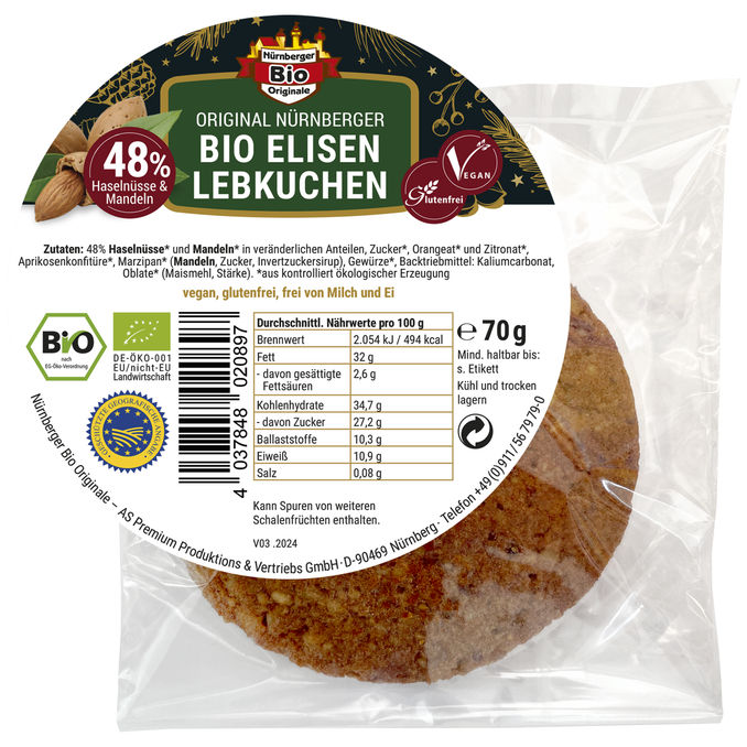 Nürnberger Bio Originale BIO Original Nürnberger Elisen Lebkuchen Nuss pur