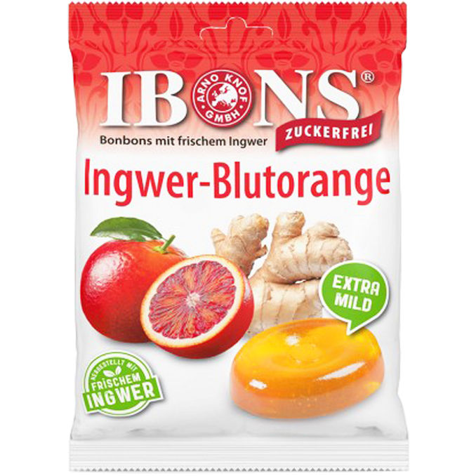 IBONS Ingwer-Blutorange Bonbons zuckerfrei