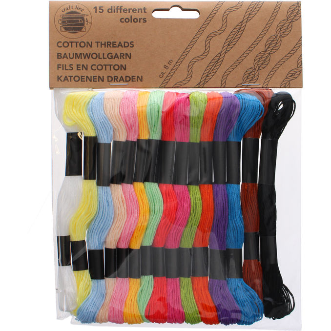 Craft Bomuldsgarn 8 meter 15 Farver