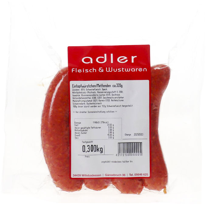 Adler Mettenden geräuchert, 4er Pack
