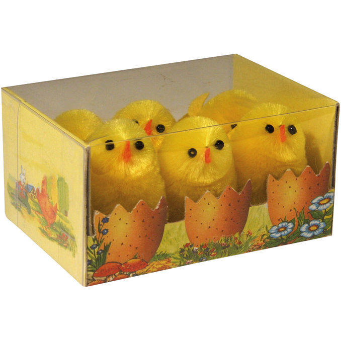 Rayher Küken aus Seidenchenille, 6er Pack