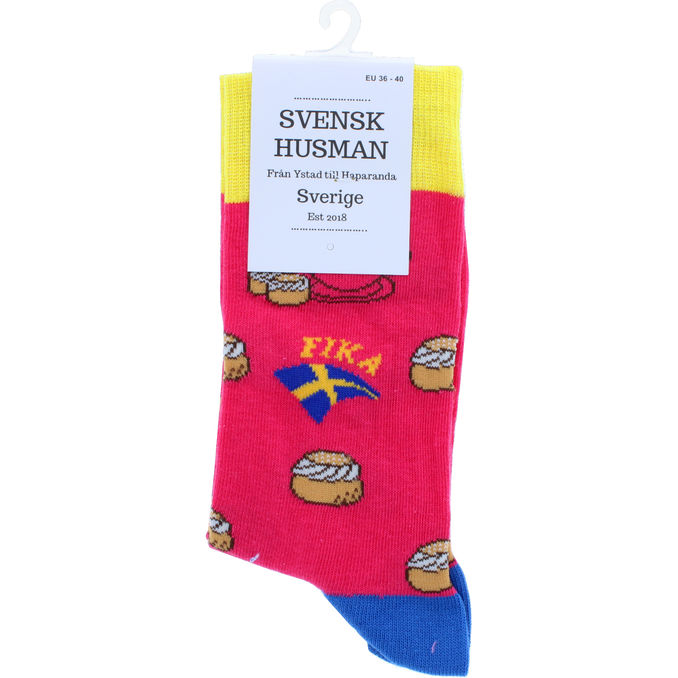 Svensk husman Sokker m. Svensk Fastelavnsbolle-motiv (36-40) 1 par