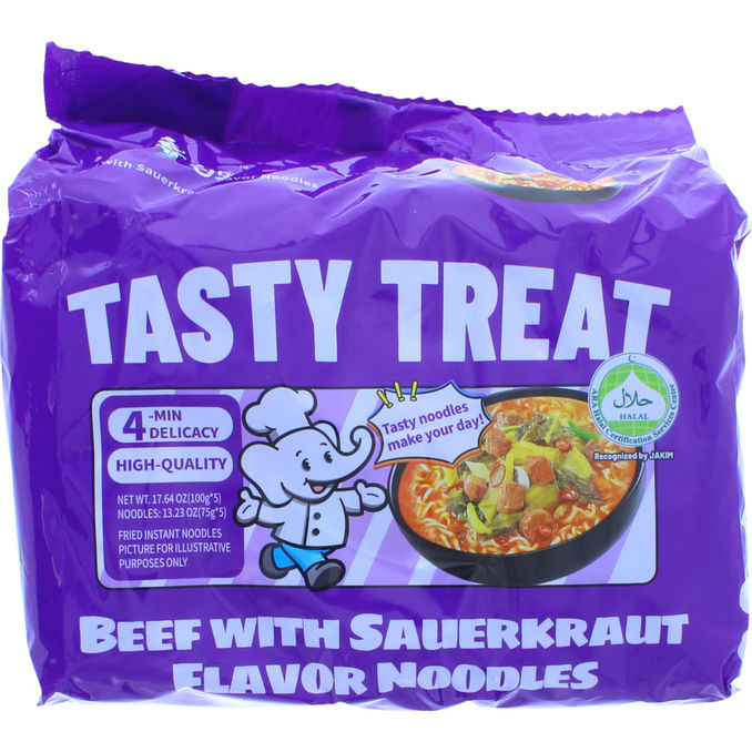 BAIXIANG Snabbnudlar Biff & Surkål 5-pack