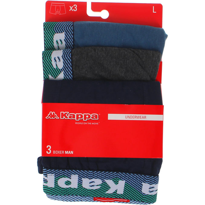Kappa Boxershorts Str. L Mørkeblå/Grå/Sort 3-pak