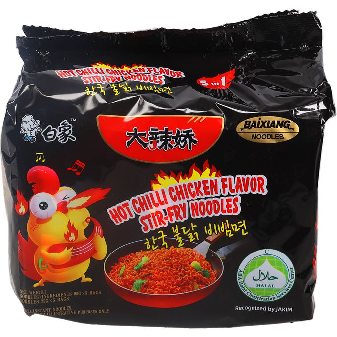 Baixiang Instant Nudler Hot Chili Chicken 5-pak