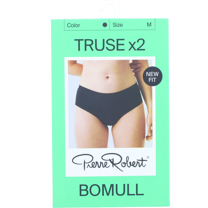 Pierre Robert Mid-waist Bomuldstrusser Sort M 2-pak