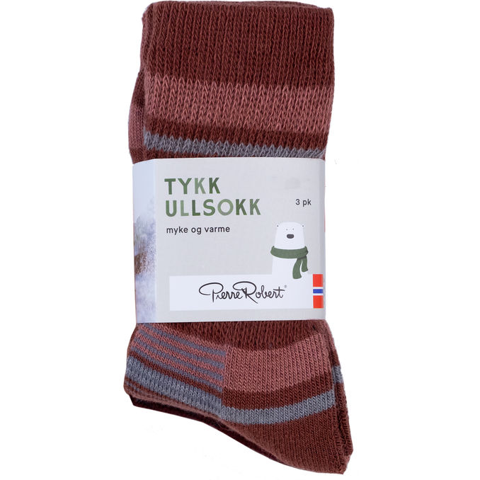 Pierre Robert Tykke Uldsokker 3-pak 29-32 Rødlige Striber