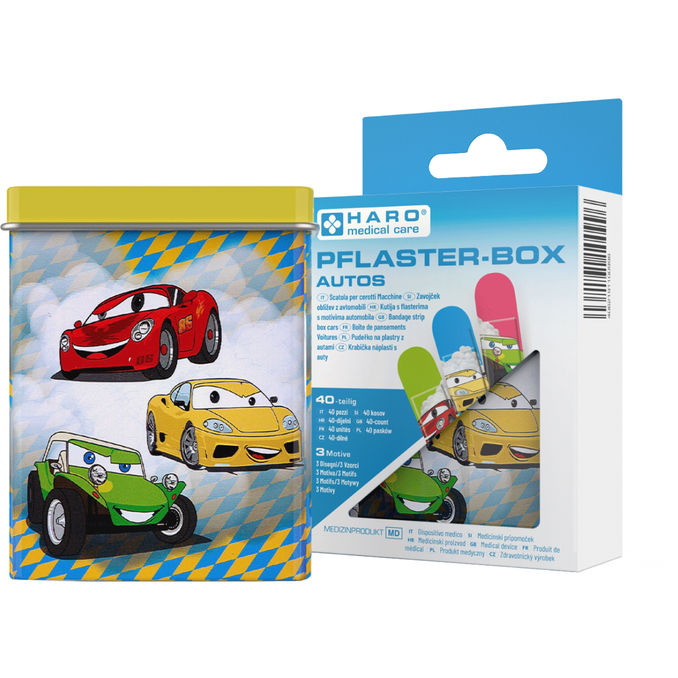 HARO medical care GmbH Kinderpflaster Box - Motiv Autos mit lustigen Augen