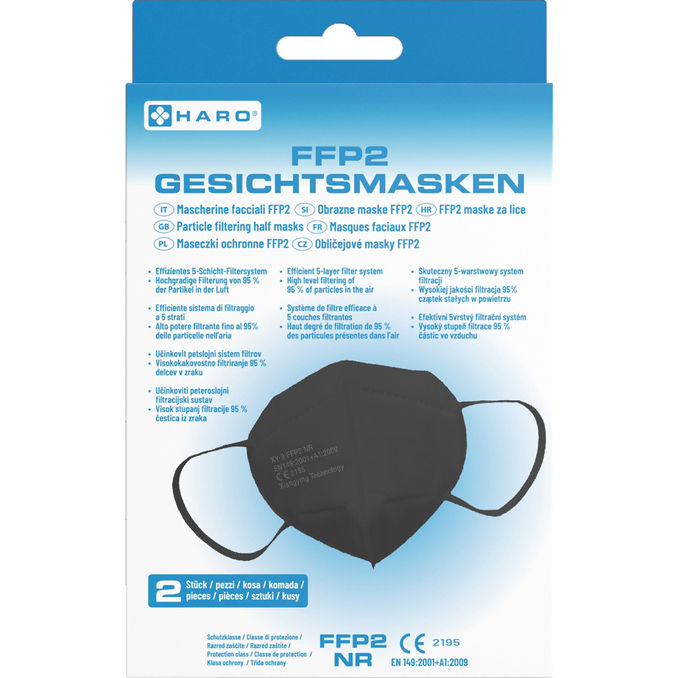 HARO medical care GmbH Gesichtsmaske FFP2 Schwarz, 2er Pack