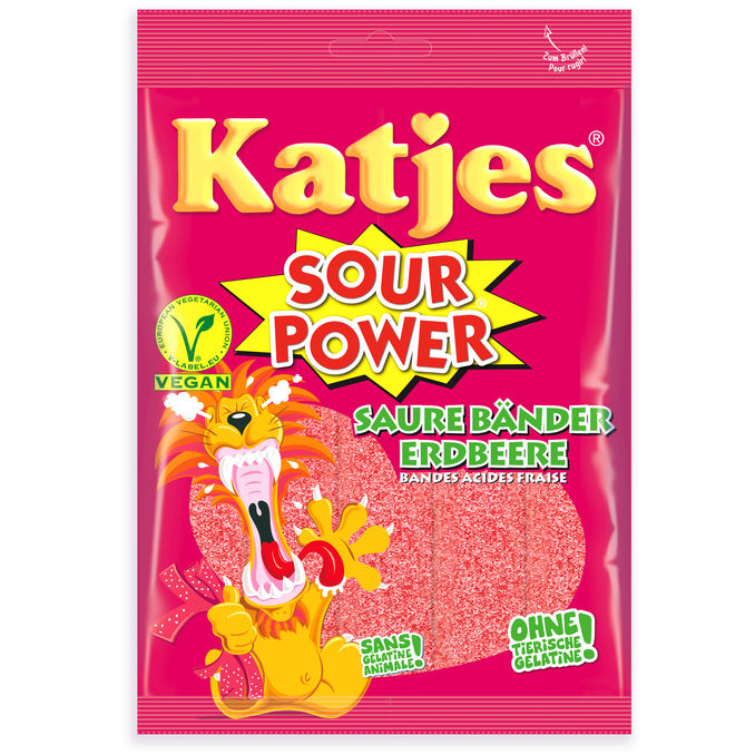 Katjes Sour Power Erdbeerbänder