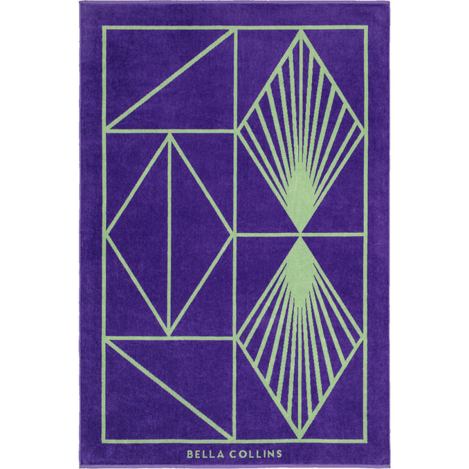 Bella Collins Beach Strandhandduk Shapes Ultra Violet & Nile Green