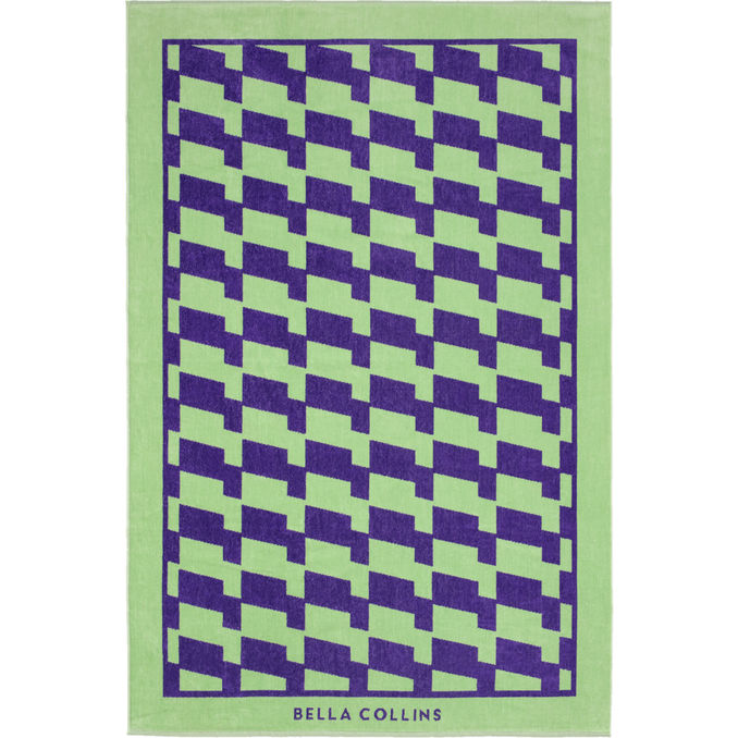 Bella Collins Beach Strandhandduk Waves Ultra Violet & Nile Green