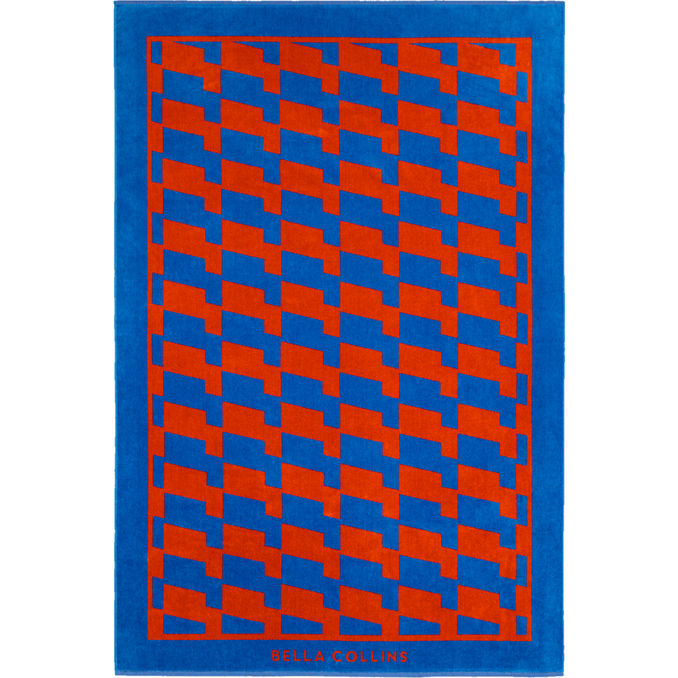 Bella Collins Beach Strandhandduk Waves Cherry Tomato & Palace Blue