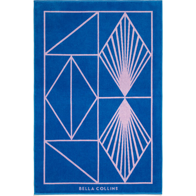 Bella Collins Beach Strandhandduk Shapes Palace Blue & Pink Lavender