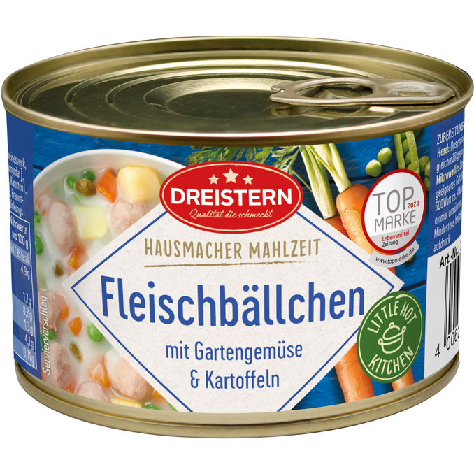 DREISTERN Fleischbällchen mit Gemüse und Kartoffeln