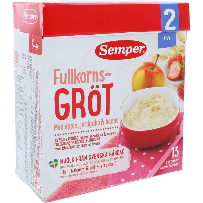 Semper Fuldkornsgrød med Æble, Jordbær & Banan 470g