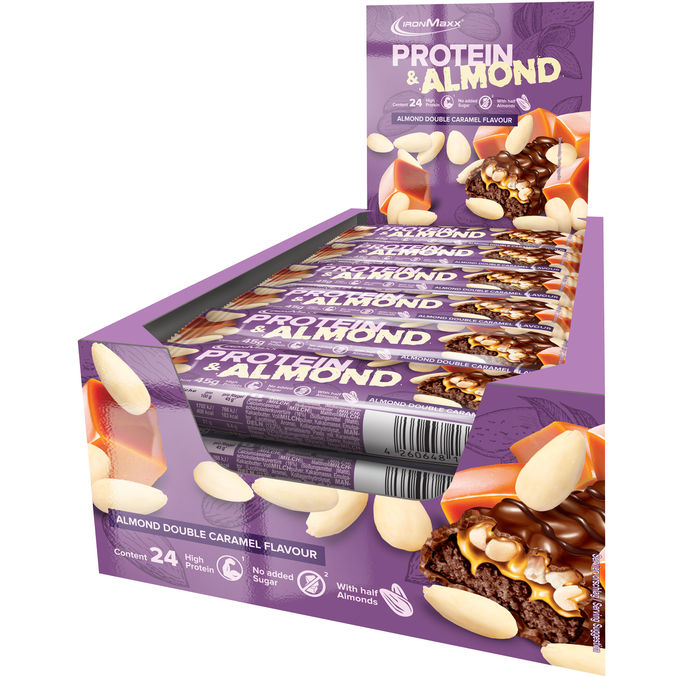 IronMaxx Proteinriegel Almond Double Caramel, 24er Pack