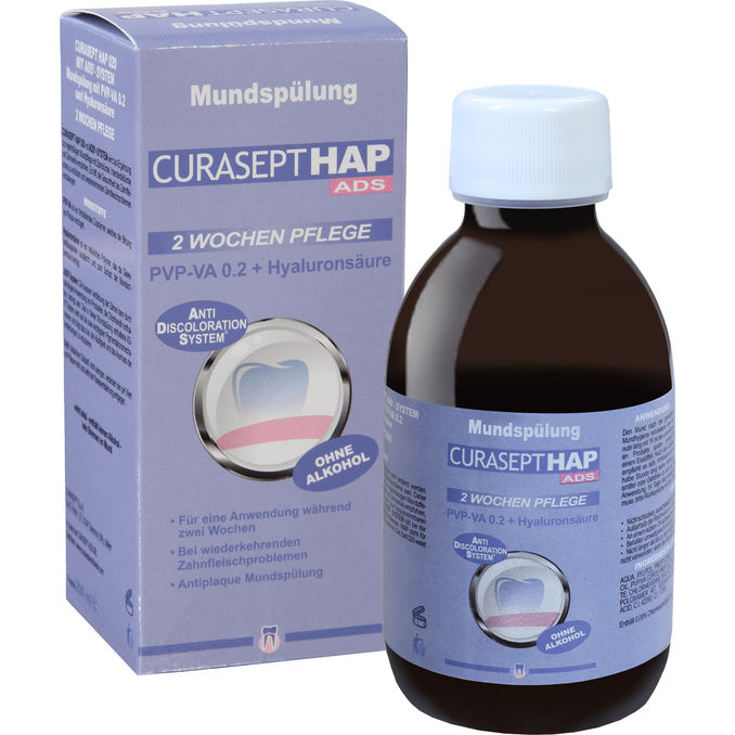 Curasept Mundspülung mit PVP-VA und Hyaluronsäure