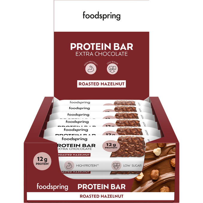 Foodspring Protein Bar Extra Chocolate Roasted Hazelnut, 12er Pack