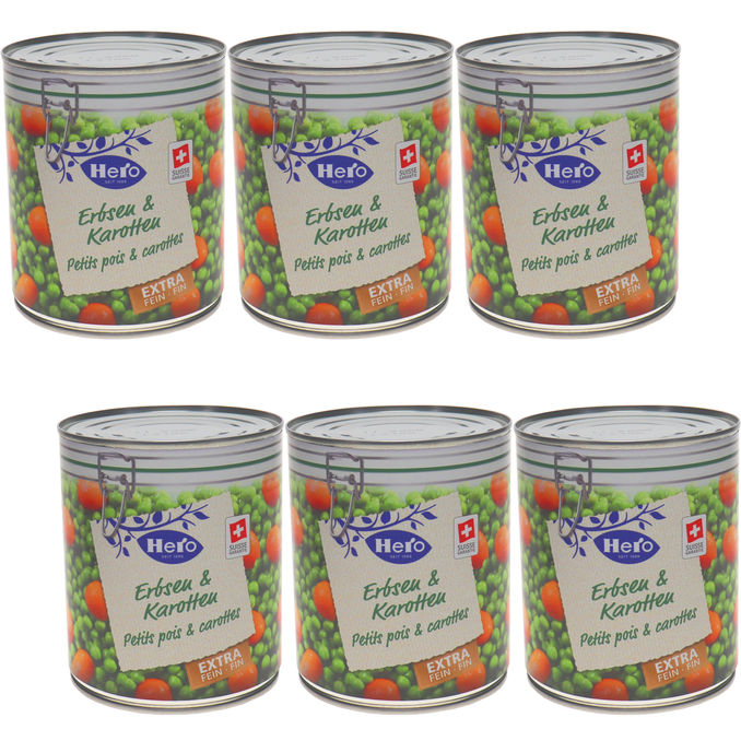 Hero  Erbsen & Karotten Extra Fein, 6er Pack