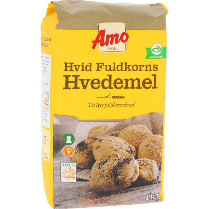 Amo Hvid Fuldkorns Hvedemel 1 kg