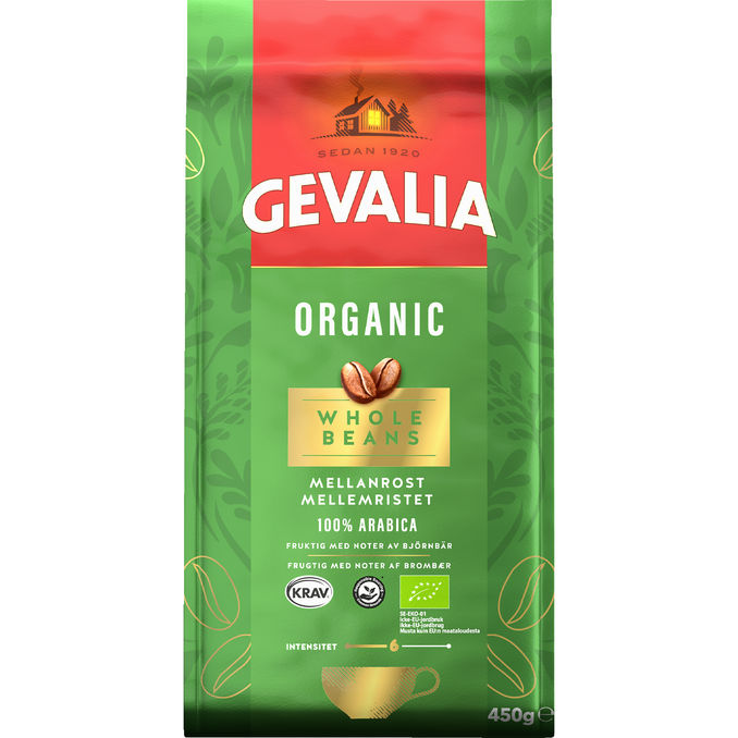 Gevalia Økologiske Kaffebønner Mellemristede 450g