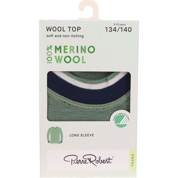 Pierre Robert Merinould Junior Top Grøn 134-140