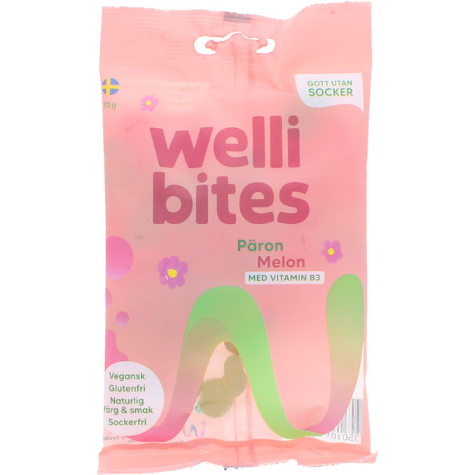 Wellibites Sockerfritt Godis Päron & Melon