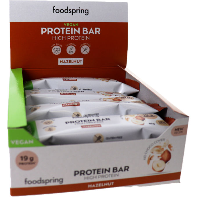 Foodspring Vegan Protein Bar High Protein Hazelnut, 12er Pack