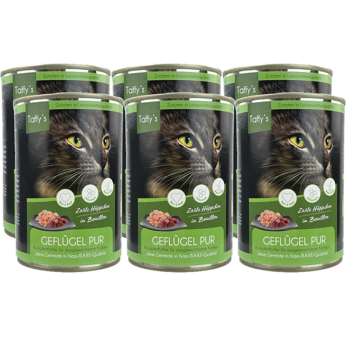 Taffy´s Katzenfutter Geflügel Pur, 6er Pack