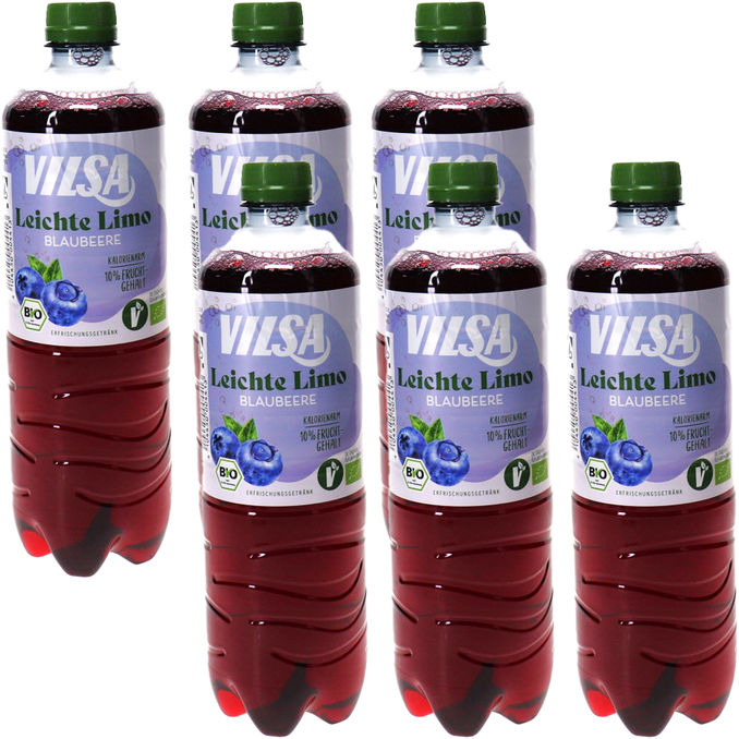 Vilsa BIO Leichte Limo Blaubeere, 6er Pack (EINWEG) zzgl. Pfand