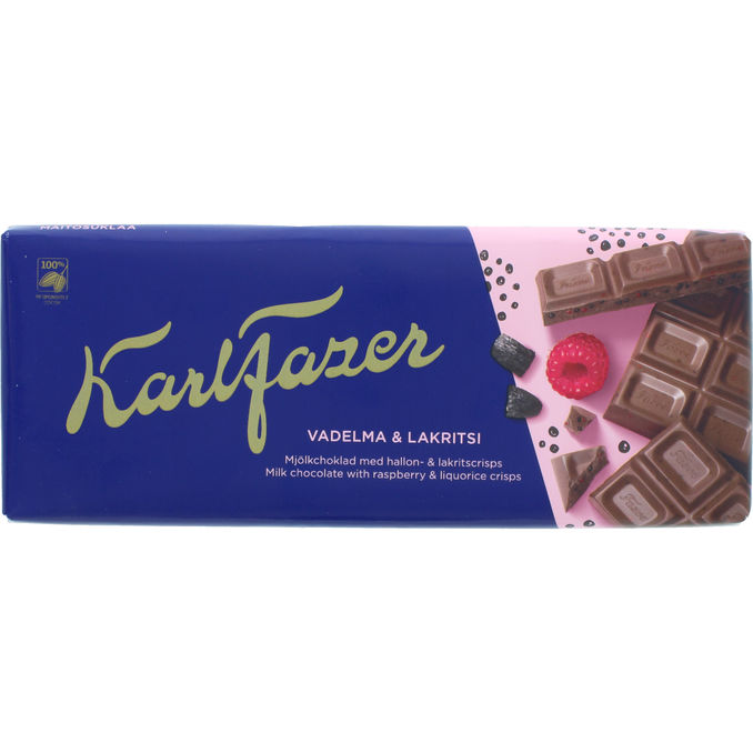 Fazer Maitosuklaalevy Vadelma & Lakritsi