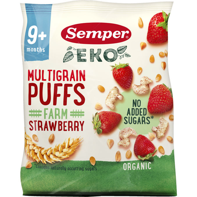 Semper Flerkornssnacks Jordbær 18 g