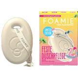 Foamie INFO:Festes Duschgel Sommer-Dusche, Sonnenmilchduft & Sonnenblumenöl, 80 g