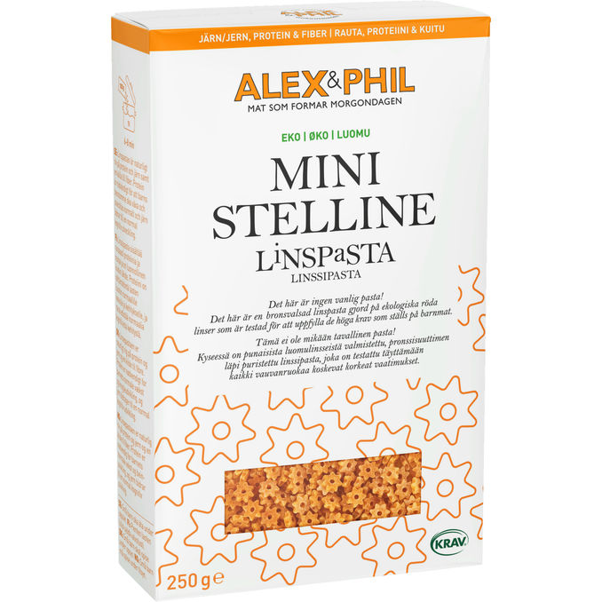Alex&Phil Økologisk Linsepasta Stelline 250 g
