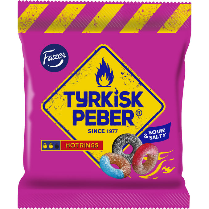 Fazer Tyrkisk Peber Hot Rings Sour & Salty 150 g